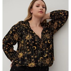 Torrid Celestial Print Gauze Peasent Blouse Sz 1